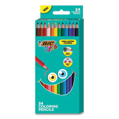 BIC® Kids Coloring Pencils, 0.7 mm, Assorted Lead and Barrel Colors, 24/Pack