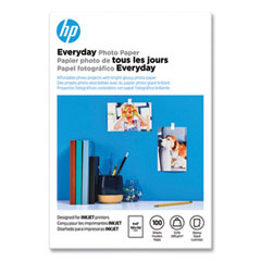 HP Everyday Glossy Photo Paper, 8 mil, 4 x 6, Glossy White, 100/Pack