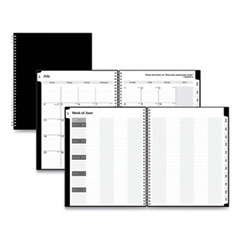Blue Sky® Solid Black Teacher's Weekly/Monthly Lesson Planner, Two-Page Spread (Nine Classes), 11 x 8.5, Black Cover, 2022 to 2023