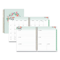 Blue Sky® Laurel Weekly/Monthly Planner, Laurel Floral Artwork, 9 x 7, Green/Pink/Orange Cover, 12-Month (Jan to Dec): 2023