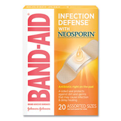 BAND-AID® Antibiotic Adhesive Bandages, Assorted Sizes, 20/Box