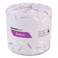 Cascades PRO Select Standard Bath Tissue, 1-Ply, White, 4.3 x 3.25, 1210/Roll, 80 Roll/Carton