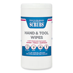 SCRUBS® Hand and Tool Wipes, 7 x 8, White, 125/Canister, 6 Canisters/Carton