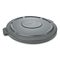 Rubbermaid® Commercial BRUTE Self-Draining Flat Top Lid, for 32 gal Round BRUTE Containers, 22.25" Diameter, Gray