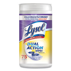 LYSOL® Brand Dual Action Disinfecting Wipes, Citrus, 7 x 7.5, 75/Canister, 6/Carton