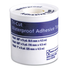 First Aid Only™ Tri-Cut Waterproof-Adhesive Medical Tape with Dispenser, Tri-Cut Width (0.38", 0.63", 1"), 5 yds Long