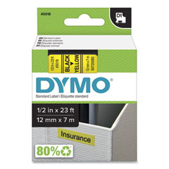 DYMO® D1 High-Performance Polyester Removable Label Tape, 0.5" x 23 ft, Yellow