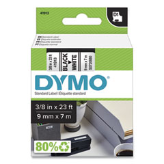 D1 High-Performance Polyester Removable Label Tape, 0.37" x 23 ft, Black on White