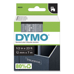 DYMO® D1 High-Performance Polyester Removable Label Tape, 0.5" x 23 ft, White on Clear