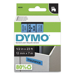 DYMO® D1 High-Performance Polyester Removable Label Tape, 0.5" x 23 ft, Black on Blue