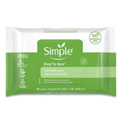 Simple® Eye And Skin Care, Facial Wipes, 25/Pack, 6 Packs/Carton