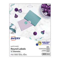Avery® Printable Self-Adhesive Permanent 3/4" Round ID Labels with Sure Feed® Technology