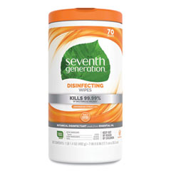 Seventh Generation® Botanical Disinfecting Wipes, 7 x 8, Lemongrass Citrus, 70 Count, 6/Carton