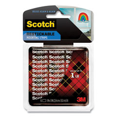 Scotch® Restickable Mounting Tabs, Removable, Holds Up to 1 lb, 1 x 3, Clear, 6/Pack
