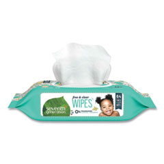 Seventh Generation® Free and Clear Baby Wipes, Unscented, White, 64/Pack