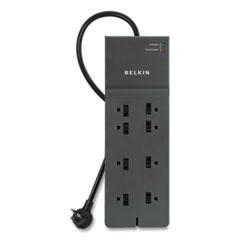 Belkin® Home/Office Surge Protector, 8 AC Outlets, 8 ft Cord, 2,500 J, Black
