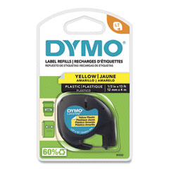 DYMO® LetraTag Plastic Label Tape Cassette, 0.5" x 13 ft, Yellow