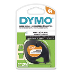 DYMO® LetraTag Fabric Iron-On Labels, 0.5" x 6.5 ft, White