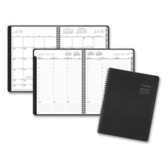 AT-A-GLANCE® Contemporary Lite Weekly/Monthly Planner, 11 x 8.25, Black Simulated Leather Cover, 12-Month (Jan to Dec): 2024