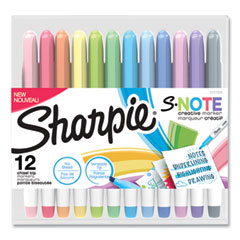 Sharpie® S-Note Creative Markers, Assorted Ink Colors, Chisel Tip, Assorted Barrel Colors, 12/Pack