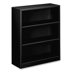 HON® Metal Bookcase, Three-Shelf, 34.5w x 12.63d x 41h, Black