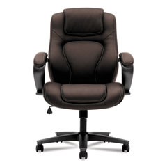 HON® HVL402 Series Executive High-Back Chair, Supports Up to 250 lb, 17" to 21" Seat Height, Brown Seat/Back, Black Base