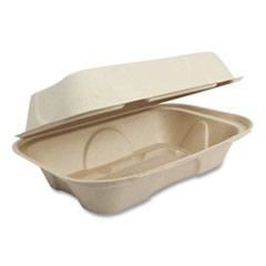 World Centric® Fiber Hinged Hoagie Box Containers, 9 x 6 x 3, Natural, 500/Carton