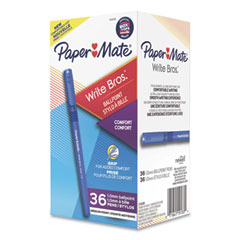 Paper Mate® Write Bros. Grip Ballpoint Pen, Stick, Medium 1 mm, Blue Ink, Blue Barrel, 36/Pack