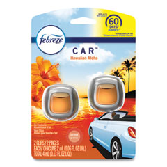 Febreze® CAR Air Freshener, Hawaiian Aloha, 2 mL Clip, 2/Pack, 8 Packs/Carton