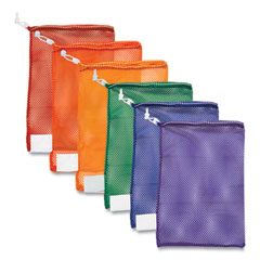 Champion Sports Heavy-Duty Mesh Bag, 12" x 18", Gold, Green, Orange, Purple, Royal Blue, Scarlet Red, 6/Set