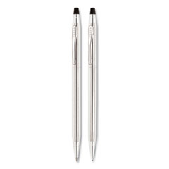 Cross® Classic Century Ballpoint Pen and Pencil Set, 0.7 mm Black Pen, 0.7 mm HB Pencil, Chrome/Black Barrels