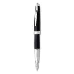 Cross® Aventura Fountain Pen, Medium 1 mm, Black Ink, Black/Chrome