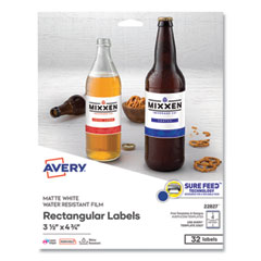 Avery® Removable Print-to-the-Edge White Labels w/ Sure Feed, 3.5 x 4.75, 32/Pack