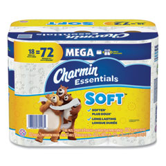 Charmin® Essentials Soft Bathroom Tissue, Septic Safe, 2-Ply, White, 4 x 3.92, 352 Sheets/Roll, 18/Pack