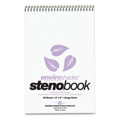 Roaring Spring® Enviroshades Steno Notepad, Gregg Rule, White Cover, 80 Orchid 6 x 9 Sheets, 4/Pack
