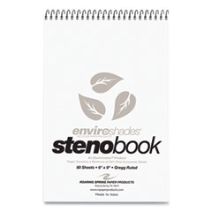 Roaring Spring® Enviroshades Steno Notepad, Gregg Rule, White Cover, 80 Gray 6 x 9 Sheets, 4/Pack