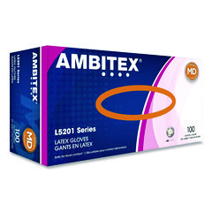 AMBITEX® L5201 Series Powder-Free Latex Gloves, 4 mil, Medium, Cream, 100/Box ;