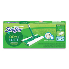 Swiffer® Sweeper Mop, 10 x 4.8 White Cloth Head, 46" Green/Silver Aluminum/Plastic Handle, 6/Carton