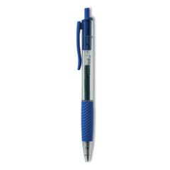 Universal™ Comfort Grip Gel Pen, Retractable, Medium 0.7 mm, Blue Ink, Clear/Blue Barrel, Dozen