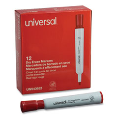 Universal™ Dry Erase Marker, Broad Chisel Tip, Red, Dozen