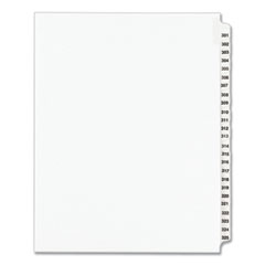 Preprinted Legal Exhibit Side Tab Index Dividers, Avery Style, 25-Tab, 301 to 325, 11 x 8.5, White, 1 Set, (1342)