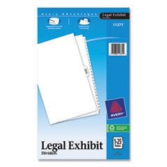 Avery® Preprinted Legal Exhibit Side Tab Index Dividers, Avery Style, 26-Tab, 1 to 25, 14 x 8.5, White, 1 Set