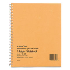 National® Single-Subject Wirebound Notebooks, 1 Subject, Narrow Rule, Brown Cover, 10 x 8, 80 Eye-Ease Green Sheets