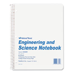 National® Engineering and Science Notebook, Quadrille Rule, White Cover, 11 x 8.5, 60 Sheets