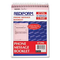 Rediform® Desk Saver Line Wirebound Message Book, Two-Part Carbonless, 6.25 x 4.25, 1/Page, 50 Forms