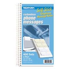 Rediform® Self-Stick Telephone Message Book, Two-Part Carbonless, 5.5 x 2.75, 4/Page, 400 Forms