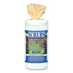 SCRUBS® Graffiti and Paint Remover Towels, Citrus, 10 x 12, Neutral Scent, Orange on White, 30/Canister, 6 Canisters/Carton
