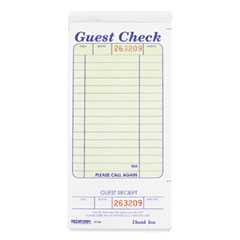 Rediform® Guest Check Book, 3 3/8 x 6 1/2, Tear-Off at Bottom, 50/Book