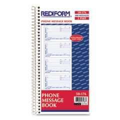 Rediform® Wirebound Message Book, Two-Part Carbonless, 5 x 2.75, 4/Page, 400 Forms, 120 Labels