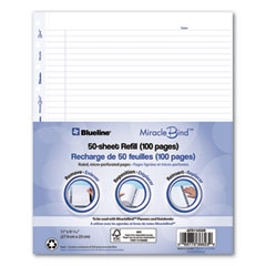Blueline® MiracleBind Ruled Paper Refill Sheets for all MiracleBind Notebooks and Planners, 11 x 9.06, White/Blue Sheets, Undated